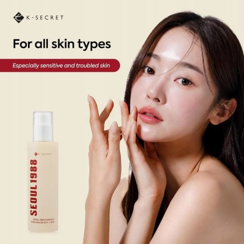 K-SECRET | SEOUL 1988 Essence : Snail Mucin 97% + Rice | Esencja Serum Śluz Ślimaka Ryż na Trądzik - 100ml
