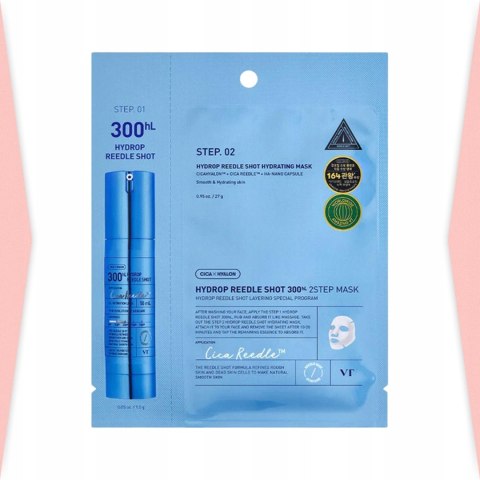 VT Cosmetics | Hydrop Reedle Shot 300hL 2-Step Mask | Nawilżająca Maska Hydrożelowa z Mikroigłami - 1szt/38g