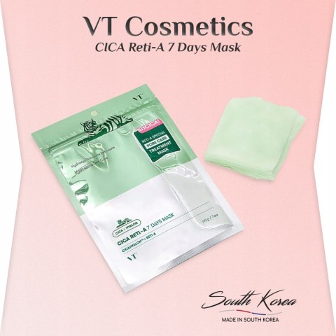 VT Cosmetics | Cica Reti-A 7 Days Mask | Zestaw 7 Masek w Płachcie Retinol Cica na Niedoskonałości - 7szt