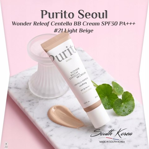 Purito Seoul | Wonder Releaf Centella BB Cream #21 Light Beige | Koreański Krem BB SPF30 - 30ml