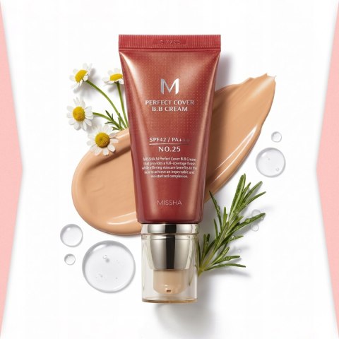 Krem BB Missha M Perfect Cover BB Cream nr 25 Warm Beige Koreański SPF