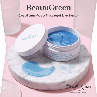 BeauuGreen | Coral & Aqua Hydrogel Eye Patch | Koreańskie Płatki Hydrożelowe pod Oczy - 60 szt.