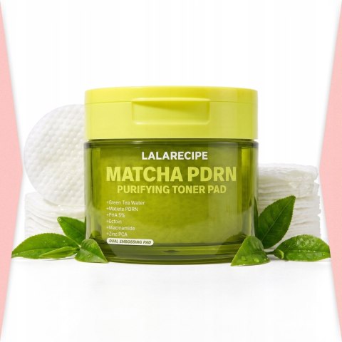 LalaRecipe | Matcha PDRN Purifying Toner Pad | Koreańskie Płatki Tonizujące do Twarzy Oczyszczające - 70szt