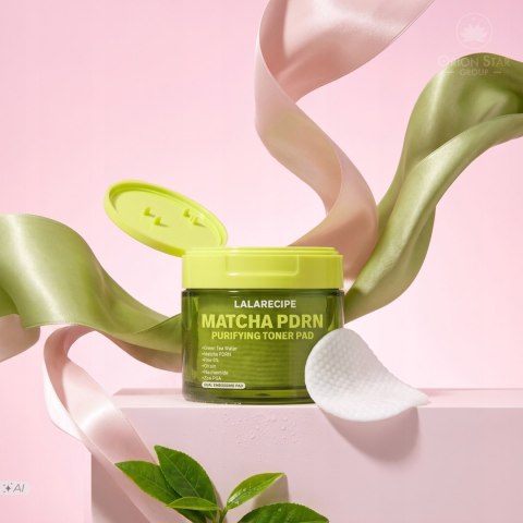 LalaRecipe | Matcha PDRN Purifying Toner Pad | Koreańskie Płatki Tonizujące do Twarzy Oczyszczające - 70szt