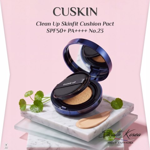 CUSKIN | Clean Up Skinfit Cushion #23 Natural Beige | Koreański Podkład Cushion SPF50+ - 15g + 15g