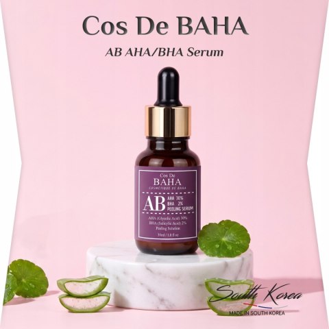 Cos De BAHA | AB AHA/BHA | Koreańskie Serum Złuszczające do Twarzy z Kwasami - 30ml
